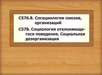 С576.8. Сосоциология союзов, организаций - С578. Социология отклоняющегося поведения. Социальная дезорганизация