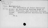 Развивающиеся страны. Экономика. 1945. Библиография