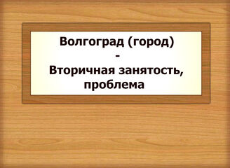 Волгоград (город) - Вторичная занятость, проблема