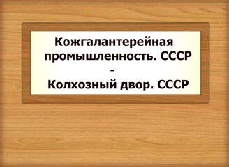 Кожгалантерейная промышленность. СССР - Колхозный двор. СССР