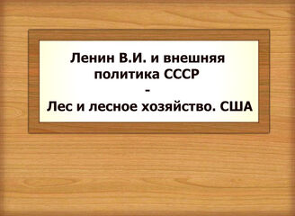 Ленин В.И. и внешняя политика СССР - Лес и лесное хозяйство. США