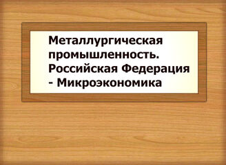 Металлургическая промышленность. Российская Федерация - Микроэкономика
