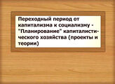 Переходный период от капитализма к социализму - "Планирование" капиталистического хозяйства (проекты и теории)