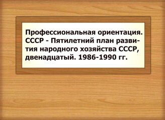 Профессиональная ориентация. СССР - Пятилетний план развития народного хозяйства СССР, двенадцатый. 1986-1990 гг.