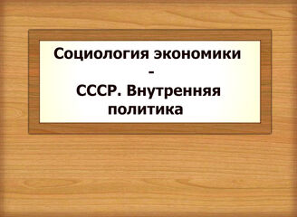 Социология экономики - СССР. Внутренняя политика