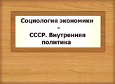 Социология экономики - СССР. Внутренняя политика