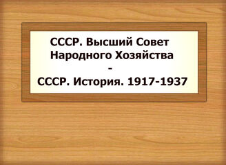 СССР. Высший Совет Народного Хозяйства - СССР. История. 1917-1937