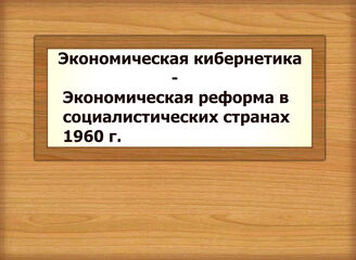Экономическая кибернетика - Экономическая реформа в социалистических странах 1960 г.