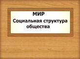 МИР. Социальная структура общества