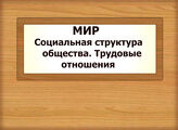 МИР. Социальная структура общества. Трудовые отношения