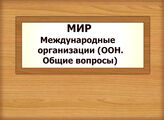 МИР. Международные организации. ООН. Общие вопросы
