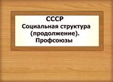 СССР. Социальная структура (продолжение). Профсоюзы
