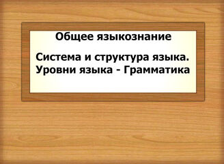 Общее языкознание. Система и структура языка. Уровни языка - Грамматика