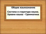 Общее языкознание. Система и структура языка. Уровни языка - Грамматика