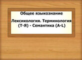 Общее языкознание. Лексикология. Терминология (Т-Я) - Семантика (А-L)