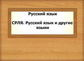 Русский язык. СРЛЯ. Русский язык и другие языки