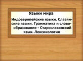 Языки мира. Индоевропейские языки. Славянские языки. Грамматика и словобразование - Старославянский язык. Лексикология