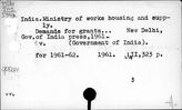 India. Ministry of works housing and supply